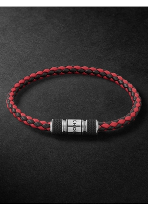 Chopard - Classic Racing Woven Leather and Silver-Tone Bracelet - Men - Red