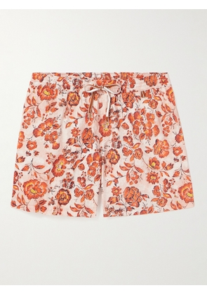 Loro Piana - Straight-Leg Mid-Length Floral-Print Swim Shorts - Men - Orange - S