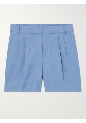 Loro Piana - Straight-Leg Pleated Linen Bermuda Shorts - Men - Blue - S