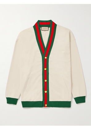 Gucci - Logo-Appliquéd Striped Cotton-Jersey Cardigan - Men - White - XS