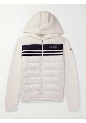 Moncler - Slim-Fit Cotton-Jersey and Quilted Shell Down Zip-Up Hoodie - Men - White - S