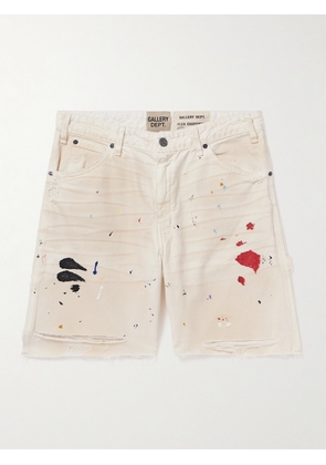 Gallery Dept. - Flea Carpenter Straight-Leg Distressed Paint-Splattered Denim Shorts - Men - Neutrals - UK/US 30