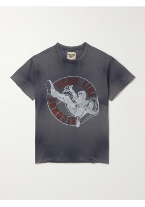 Gallery Dept. - Headline Records Distressed Printed Glittered Cotton-Jersey T-Shirt - Men - Black - S