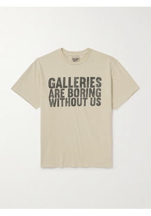 Gallery Dept. - Boring Distressed Printed Cotton-Jersey T-Shirt - Men - Neutrals - M
