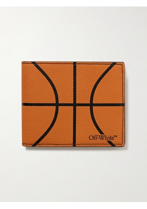 Off-White - Basketball Logo-Print Full-Grain Leather Billfold Wallet - Men - Orange