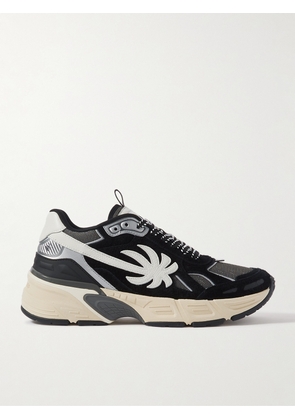 Palm Angels - Palm Runner Leather, Mesh and Suede Sneakers - Men - Black - EU 42