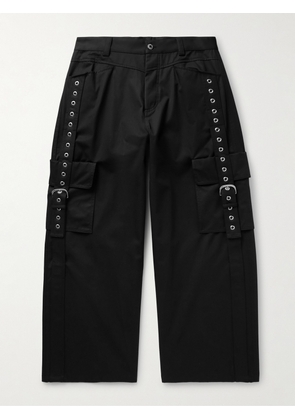 Off-White - Wide-Leg Buckled Eyelet-Embellished Cotton-Twill Cargo Trousers - Men - Black - M