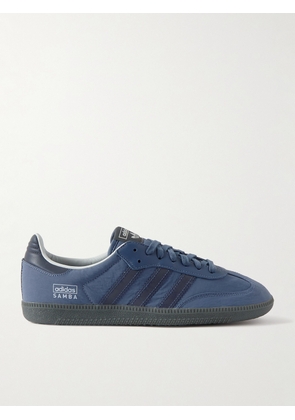 adidas Originals - Samba OG Leather-Trimmed Crinkled-Shell Sneakers - Men - Blue - UK 5