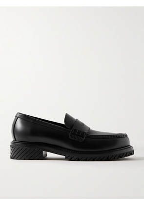 Off-White - Military Logo-Debossed Leather Penny Loafers - Men - Black - EU 42