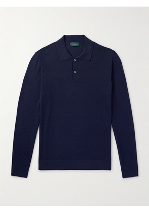 Incotex - Zanone Slim-Fit Cotton and Silk-Blend Polo Shirt - Men - Blue - IT 44