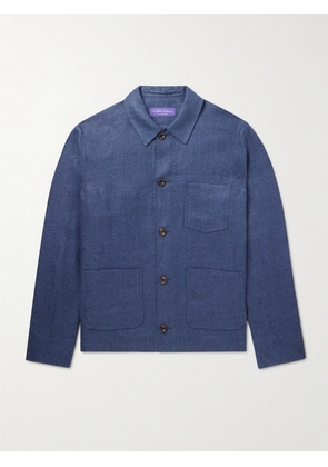 Ralph Lauren Purple Label - Burnham Herringbone Linen and Silk-Blend Overshirt - Men - Blue - UK/US 38