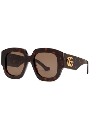 Gucci Oversized Square-frame Sunglasses - Brown Havana