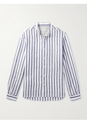 Brunello Cucinelli - Grandad-Collar Striped Linen Shirt - Men - White - S