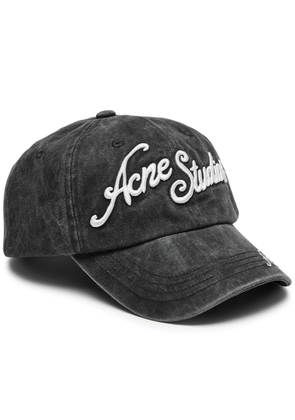 Acne Studios Logo-embroidered Cotton cap - Black