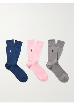 Polo Ralph Lauren - Three-Pack Logo-Embroidered Cotton-Blend Socks - Men - Pink - EU 39/42
