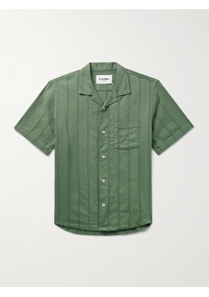 Corridor - Camp-Collar Striped Cotton-Blend Seersucker Shirt - Men - Green - S