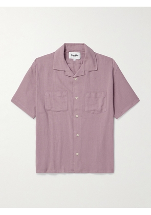 Corridor - High Twist Camp-Collar Crinkled-Cotton Shirt - Men - Purple - S