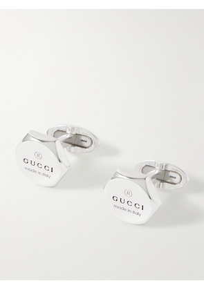 Gucci - Trademark Logo-Engraved Sterling Silver Cufflinks - Men - Silver