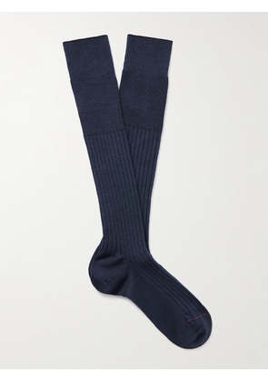 Loro Piana - Ribbed Cashmere and Silk-Blend Socks - Men - Blue - M
