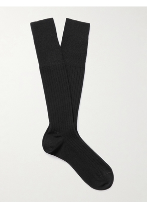 Loro Piana - Ribbed Cashmere and Silk-Blend Socks - Men - Black - M