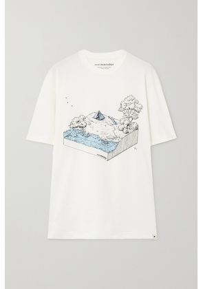 And Wander - Printed Cotton-blend Jersey T-shirt - White - small,medium
