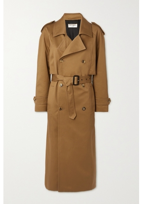 SAINT LAURENT - Double-breasted Belted Cotton-twill Trench Coat - Neutrals - FR34,FR36,FR38,FR40,FR42