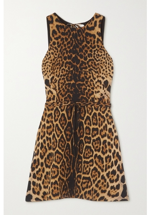 SAINT LAURENT - Open-back Leopard-print Silk Mini Dress - Animal print - FR34,FR36,FR38,FR40,FR42
