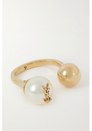 SAINT LAURENT - Cassandre Gold-tone Faux Pearl Ring - 5,6