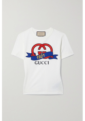 Gucci - Printed Cotton-jersey T-shirt - Ivory - XXS,XS,S,M,L,XL,XXL