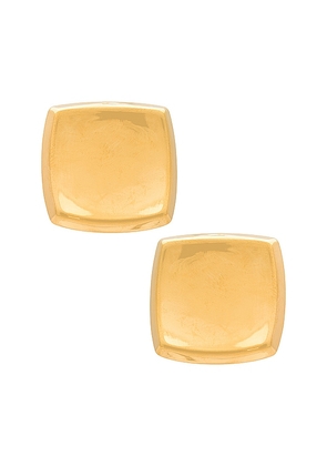 Amber Sceats Square Earrings in Metallic Gold.