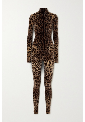 Dolce & Gabbana - Kim Leopard-print Cotton-blend Chenille Jumpsuit - Animal print - IT36,IT38,IT40,IT42,IT44,IT46