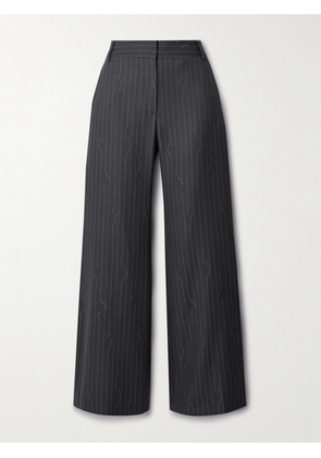 Off-White - Pinstriped Wool-blend Wide-leg Pants - Gray - IT36,IT38,IT40,IT42,IT44