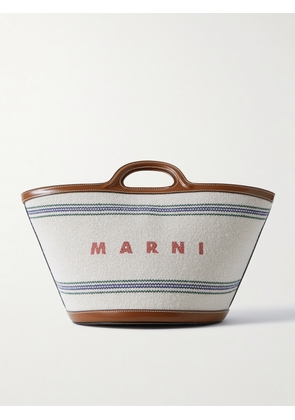 Marni - Tropicalia Small Leather-trimmed Embroidered Cotton-canvas Tote - Ecru - One size