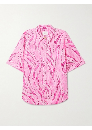 Aje - Blaze Oversized Printed Cotton-poplin Shirt - Pink - UK 6,UK 8,UK 10,UK 12,UK 14