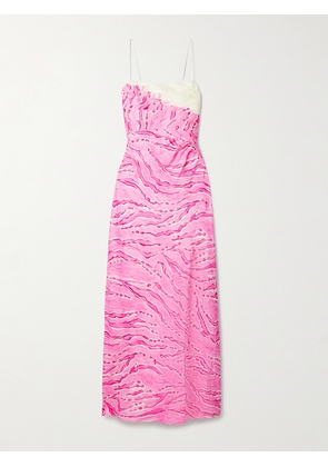 Aje - Clarice Pleated Printed Linen-blend Maxi Dress - Pink - UK 6,UK 8,UK 10,UK 12