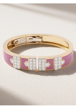 DAVID WEBB - Lane 18-karat Gold, Platinum, Diamond And Enamel Bracelet - Pink - One size