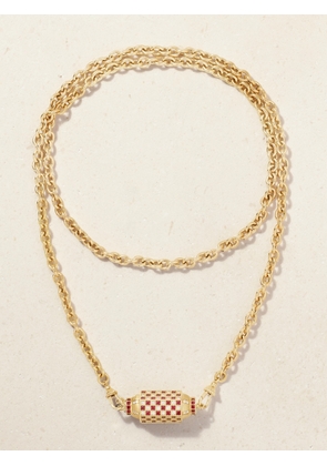 Marie Lichtenberg - Check Locket 18-karat Gold, Diamond And Ruby Necklace - One size