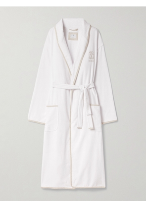 Brunello Cucinelli - Embroidered Linen-trimmed Cotton-terry Robe - White - small,medium,large