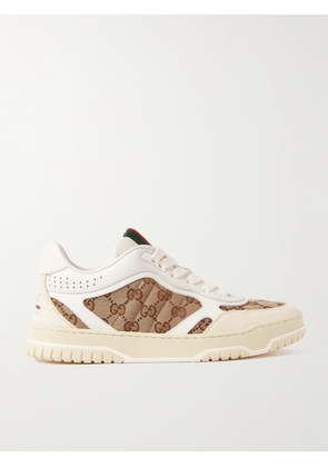 Gucci - Webbing-trimmed Leather And Canvas-jacquard Sneakers - Ivory - IT36,IT37,IT38,IT39,IT40