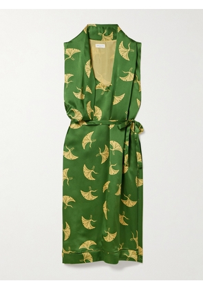 Dries Van Noten - Draped Belted Printed Silk-satin Midi Dress - Green - FR34,FR36,FR38,FR40,FR42,FR44