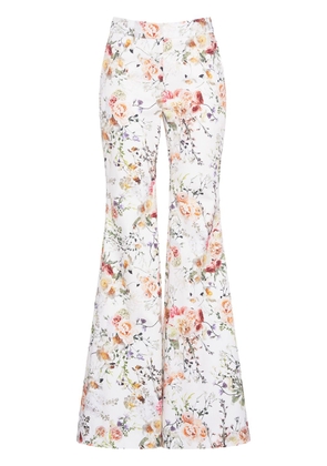 Adam Lippes Kennedy floral-print flared trousers - White