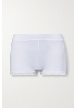 L'Etoile Sport - Lace-trimmed Stretch-jersey Shorts - White - x small,small,medium,large