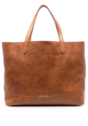 Golden Goose logo-stamp leather tote - Brown