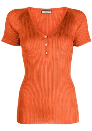 Durazzi Milano button-up ribbed knit silk top - Orange