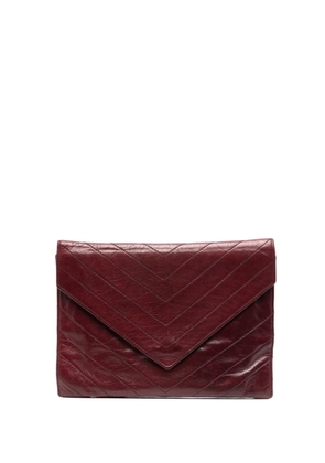 Saint Laurent Pre-Owned 1980s chevron-quilted clutch bag - Red