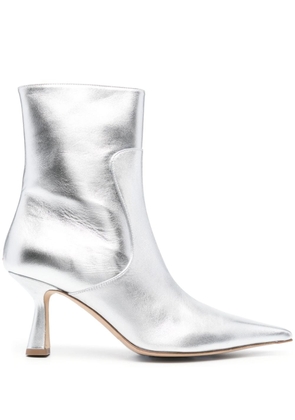 Aeyde pointed-toe metallic-leather ankle boots - Silver