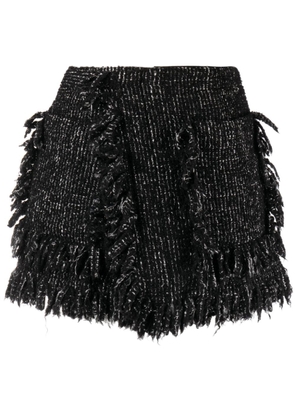 sacai frayed tweed layered skorts - Black
