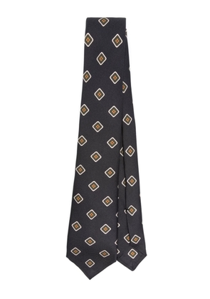 Kiton geometric-pattern tie - Black