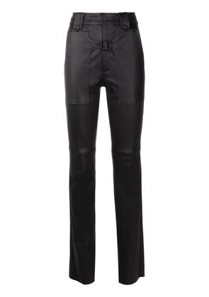 Nk Fleur leather slim-cut trousers - Black