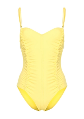 Ulla Johnson sweetheart-neck ruched swimsuit - Yellow